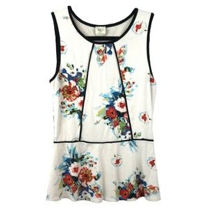 Weston Wear Anthropology Womens Peplum Tank Top Size Small Bloomfall Floral
